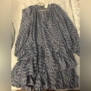 NWT Banana Republic tiered blue and white XL dress.